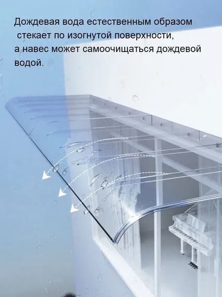 Навес над крыльцом, защита от дождя, прозрачный, удлинение 40 см, защита от УФ-излучения