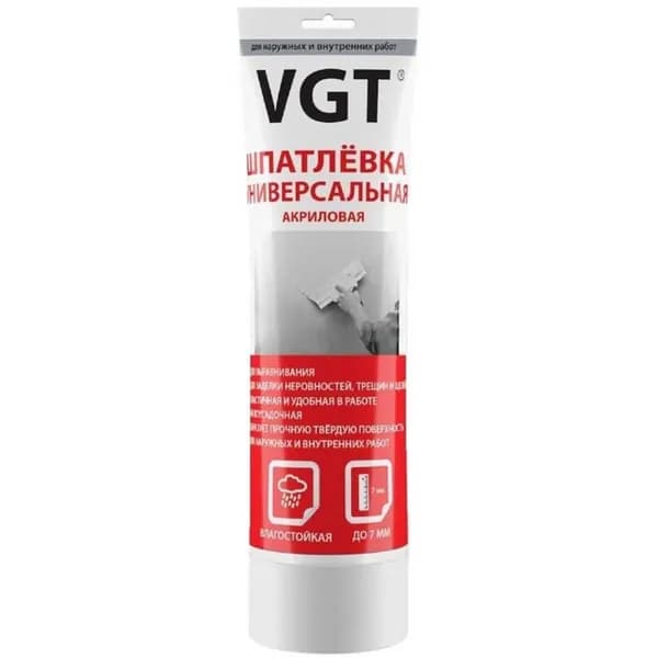 Шпатлевка VGT готовая, акриловая, УНИВЕРСАЛЬНАЯ, влагостойкая, 330г