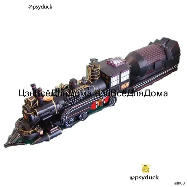 Бумажная модель паровоза из фильма 'Назад в будущее 3' с машиной времени, ручная сборка