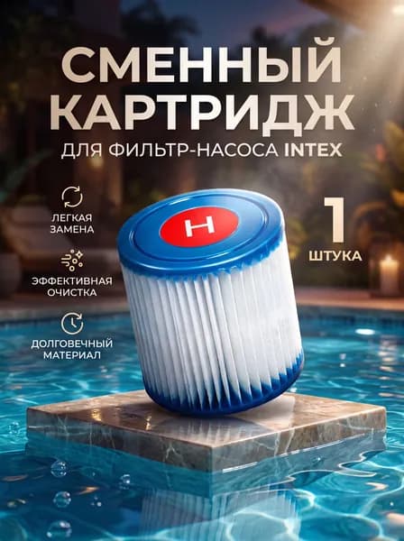 Картриджи для фильтр-насоса бассейна тип H Intex 29007, 11 х 11 см, 1 шт.