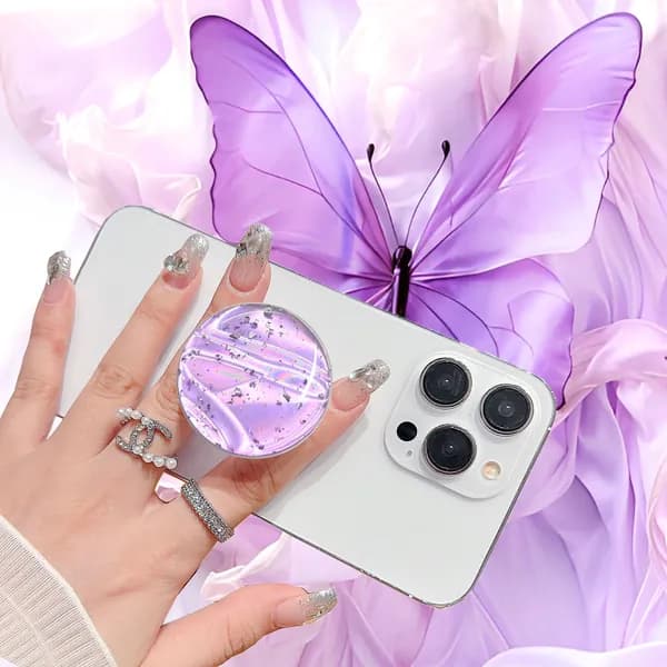Попсокет "Lavanda" / Держатель для смартфона/ Круглый переливающийся попсокет для телефона