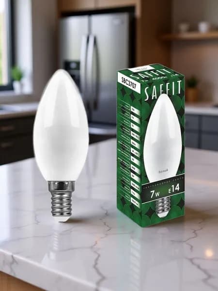Лампа светодиодная LED 7вт Е14 4000К белый матовая свеча SBC3707 55031 SAFFIT 55031