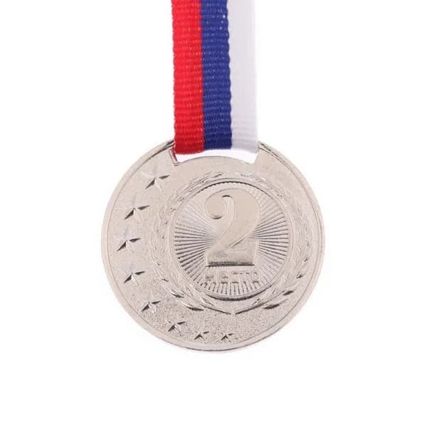 Медаль призовая, 2 место, серебро, d-4 см