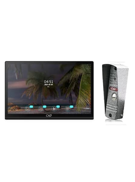 Комплект видеодомофона 8"и вызывной панели(серебро) CMD VD89MK-Slim FullHD Wi-Fi Black. Встроенный координатный модуль.