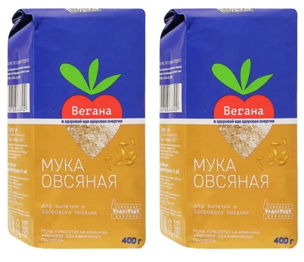 Вегана Мука Овсяная 400 гр, 2 уп/