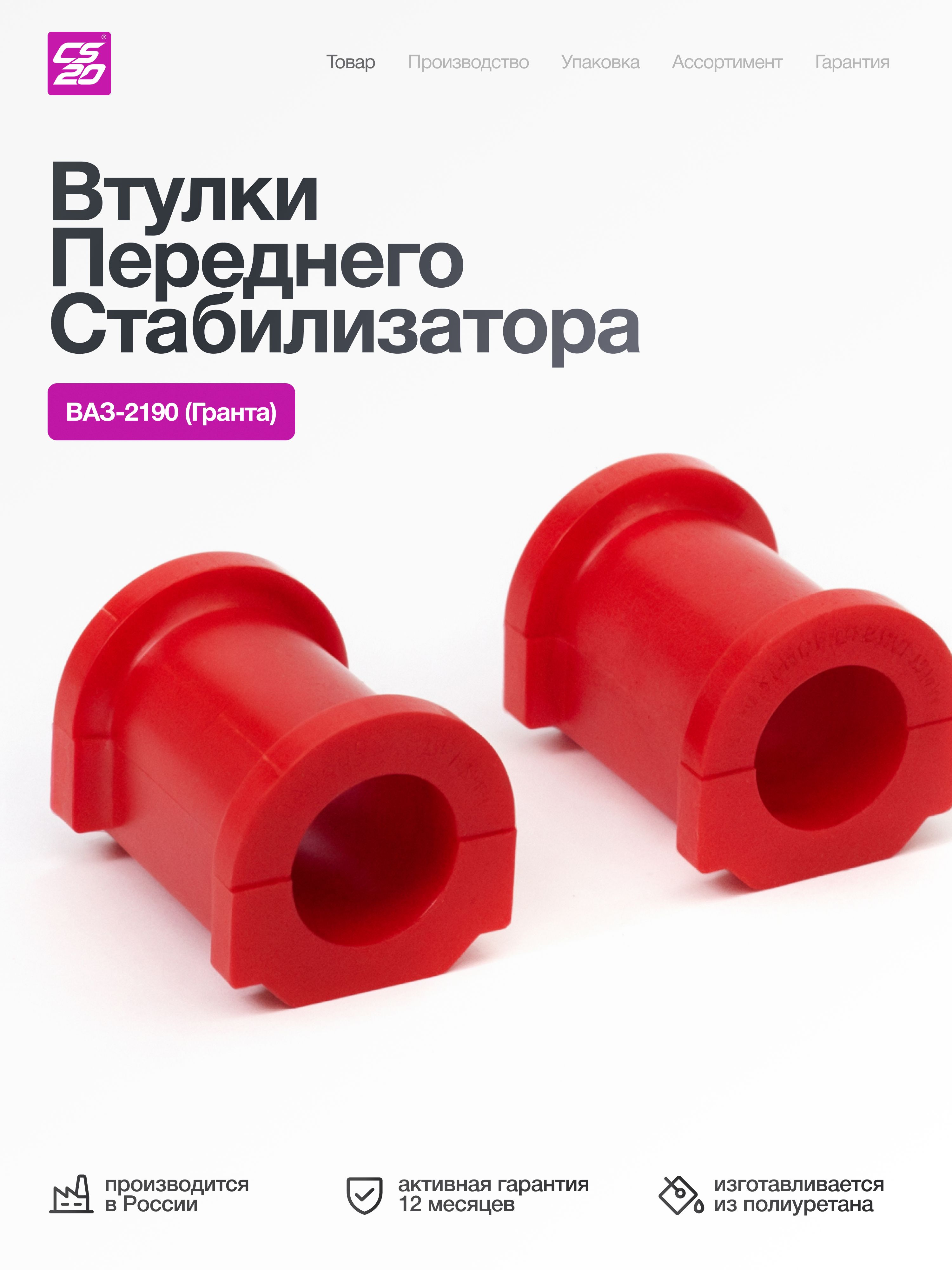 Втулки для а/м ВАЗ-2190 Гранта стабилизатора переднего ( диаметр стабилизатора 22 мм), 2 шт, полиуретан