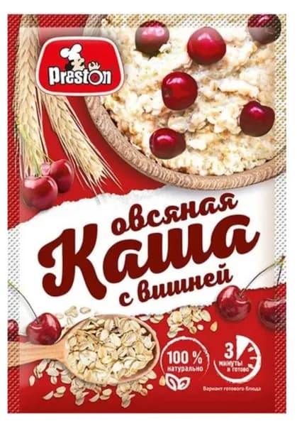 Preston Каша овсяная, с вишней, 37 г