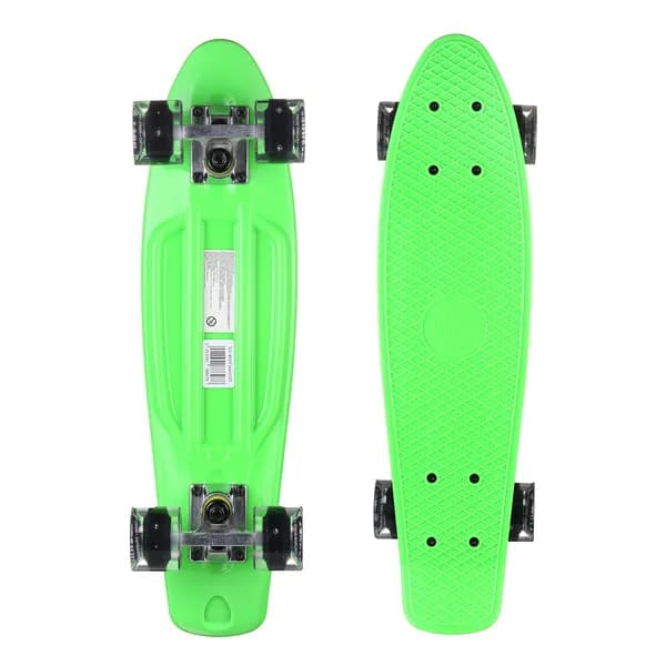 Пенни Борд Fish Skateboards 22" Салатовый LED/светятся колеса/скейтборд/круизер/56 см