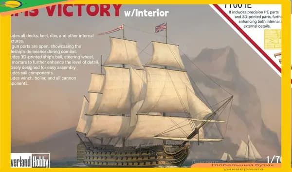 Neverland Hobby N77001E 1/700 HMS Victory, внутренняя "элитная версия" модели корабля Kit