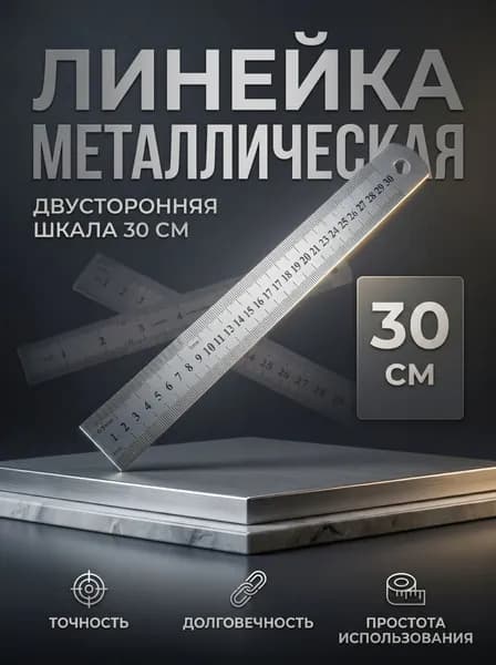 Линейка металлическая 30см 1шт