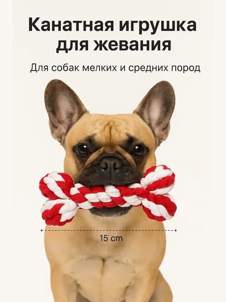 Игрушка косточка для собак мелких и средних пород, для активных игр и жевания