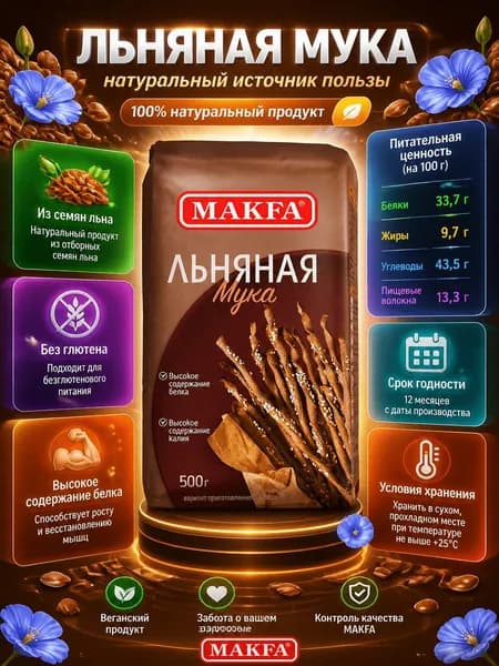 Мука Makfa льняная, 500г