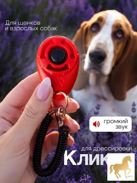 Качественный кликер для собак с браслетом и кнопкой, красный