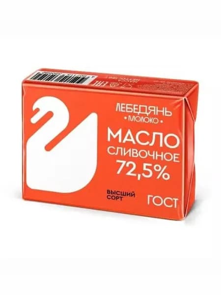 Сладкосливочное масло несолёное Лебедянь молоко Крестьянское 72,5% БЗМЖ 180 г