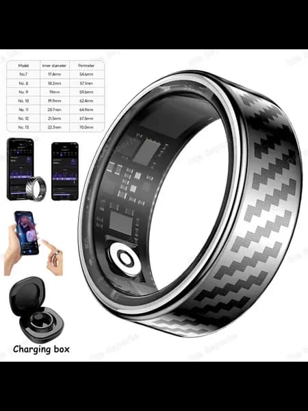 Умное кольцо Smart Ring черный 7, Silver Box