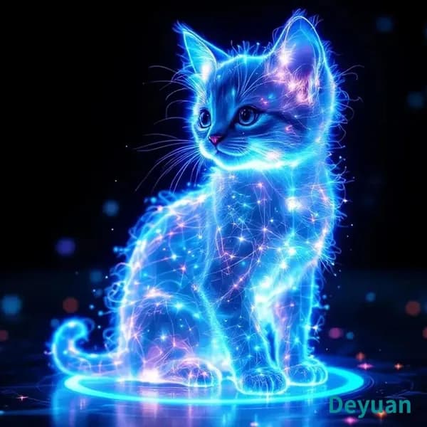 Полный набор для алмазной вышивки Флуоресцентный кот в геометрическом стиле 40 40 см, смола