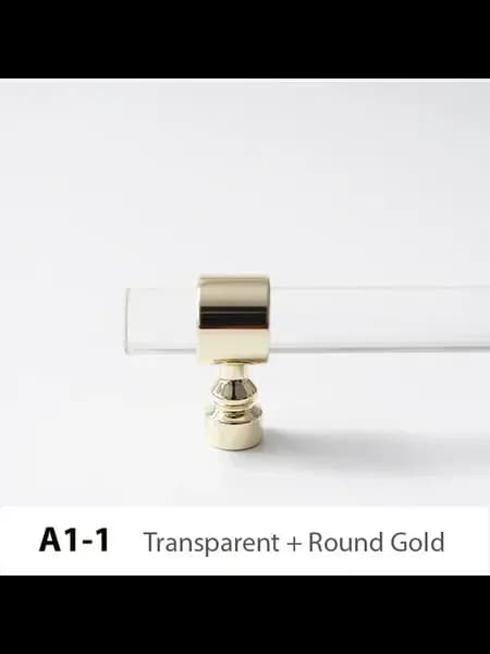 Ручки для шкафов прозрачные + Round Gold, 160 мм