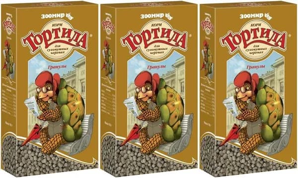 Зоомир Корм для сухопутных черепах Тортила, гранулы, 150 г, 3 уп