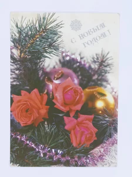 Открытка. "С Новым годом". Чистая. 1991 г. Фотокомпозиция Б. Круцко.