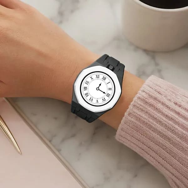 Браслет Swatch x Royal Pop для часов, биокерамика и силикон, чёрный, крепление 12 часов