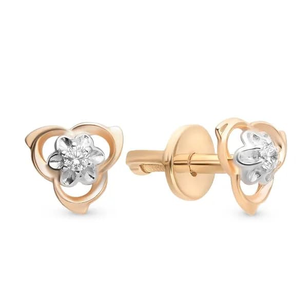 Серьги женские с фианитами из красного золота 375 пробы 585GOLD