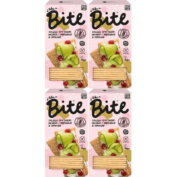 Хлебцы рисовые Take a Bite хрустящие с морковью и томатом 150 г, набор: 4 штуки