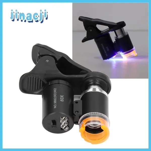 Портативный 60X Микроскоп для телефона, с LED и UV подсветкой