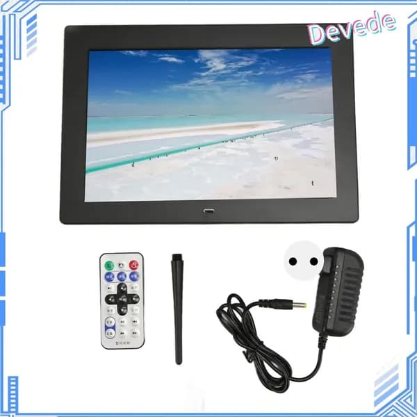 10 Inch Digital Photo Frame, Поддерживает мультимедийный контент и дистанционное управление, для улучшения интерьера Черный европейский стандарт