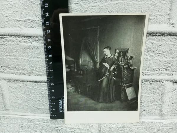 Канцелярия антикварная винтажная Открытка Вдовушка Художник Федотов