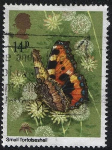 Великобритания 1981 Бабочки, марка Малая черепаховая скорлупа (Aglais urticae) (гашение)