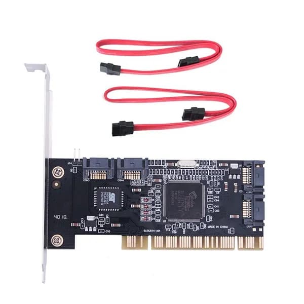 (F B G Y) 4-портовая внутренняя карта расширения PCI SATA Controller с двумя кабелями Sata, совместим настольных ПК, поддержка жесткого диска