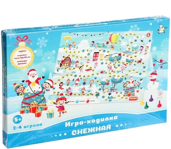 Игра-ходилка настольная "Снежная", детская бродилка с кубиком и фишками, развлекательная игра для детей и для всей семьи