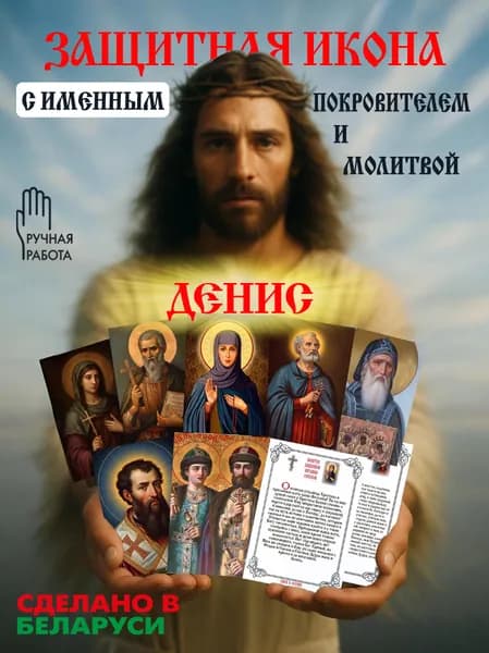 Денис защитная Именная икона покровителя с молитвой