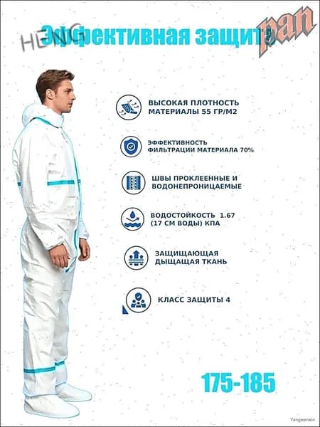 одноразовый, защитный, костюм химзащиты для маляра каспер Комбинезон защитный XXL 1штук