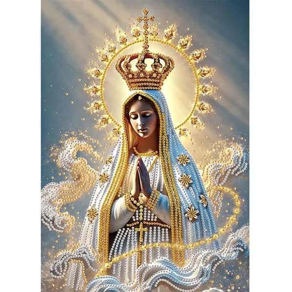 Частичная выкладка алмазами картина Дева Мария из смолы, 30 40 см
