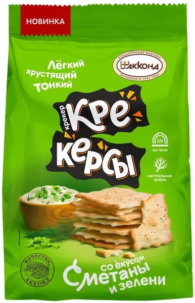 Акконд Крекер Крекерсы со вкусом сметаны и зелени, 180 г