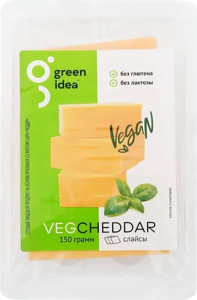Продукт пищевой на основе крахмала GREEN IDEA со вкусом сыра Чеддар 24%, нарезка, 150г 2 шт.