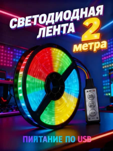 Светодиодная лента 5 Вт, IP26, Теплый белый, 1 шт