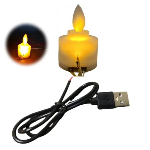 Светодиодная свеча с USB-питанием, имитация пламени, размер 61 30,8 30,8 мм