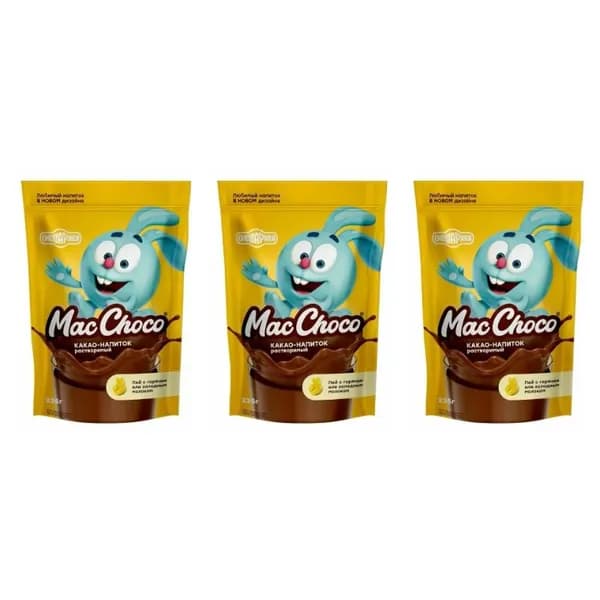 MacChoco Какао напиток Смешарики 235 гр, 3 упаковки./