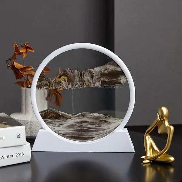3D-картина с кинетическим песком в рамке, белая рамка, кофейный песок, 18 см