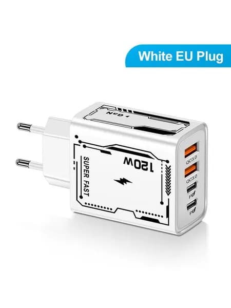 Зарядное устройство для мобильных телефонов USB Type-C PD 3.0 мощностью 120 Вт, европейского стандарта.