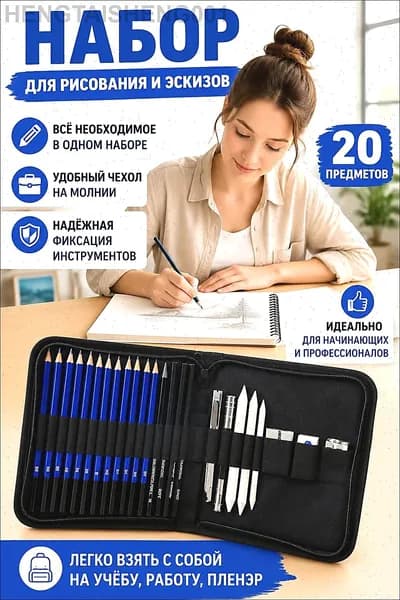 Портативный синий набор для рисования и росписи из 24 предметов начинающим