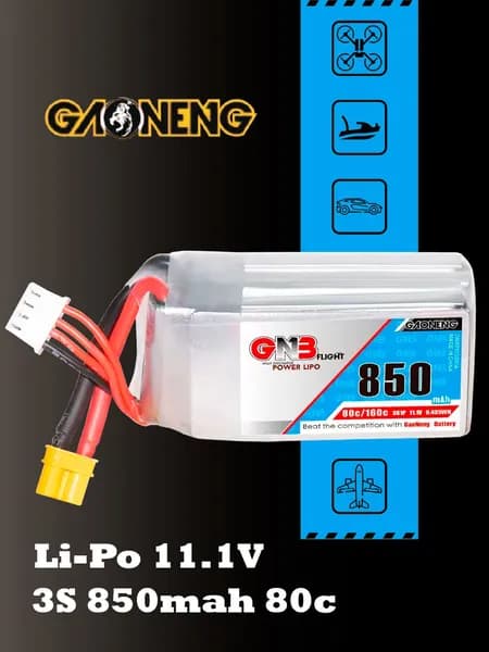 Аккумулятор Li-po Gaoneng GNB 850mah 3S1P 11.1V 80C 24x30x63mm XT30