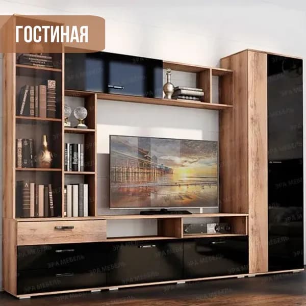 Гостиная Крокус, делано/черный глянец, арт.1205407353