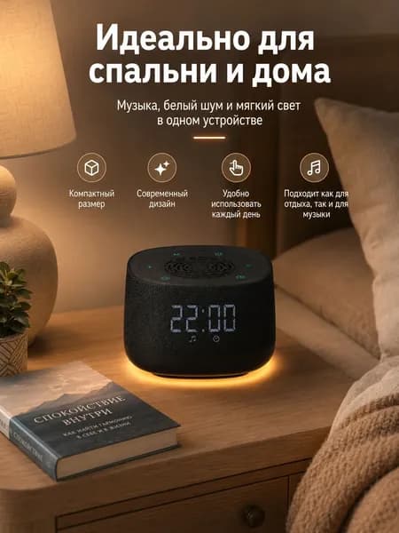 Электронные часы-будильник с белым шумом, музыкой, таймером сна и мягкой подсветкой для спальни, детской комнаты