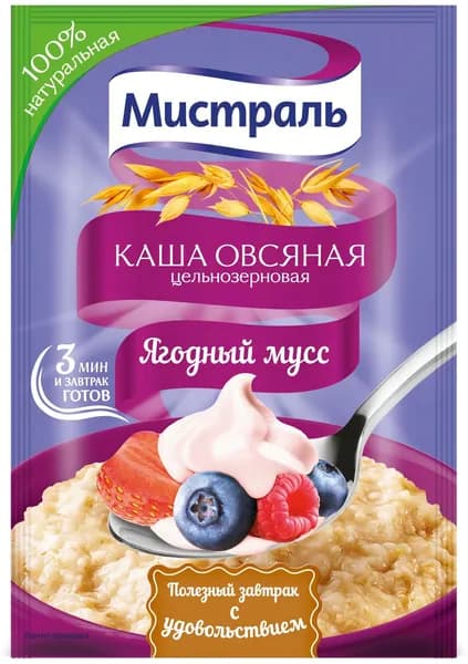 Каша овсяная Мистраль ягодный мусс, 40 г