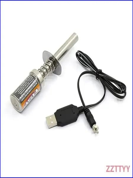 Зарядное устройство и стартер для накальной свечи RC Nitro 1.2V 1800mAh, с USB/DC питанием для бензиновых двигателей 1/10 и 1/8