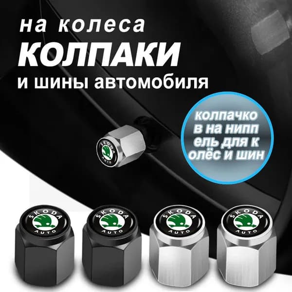 Набор колпачков на ниппель для колёс и шин/ Колпак на золотникv для шкода