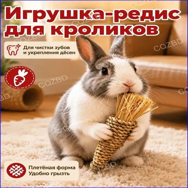 Игрушка для грызунов из натуральной травы, ручной работы. Подходит для кроликов, хомяков и других мелких грызунов, способствует естественному и здоровому стачиванию зубов.